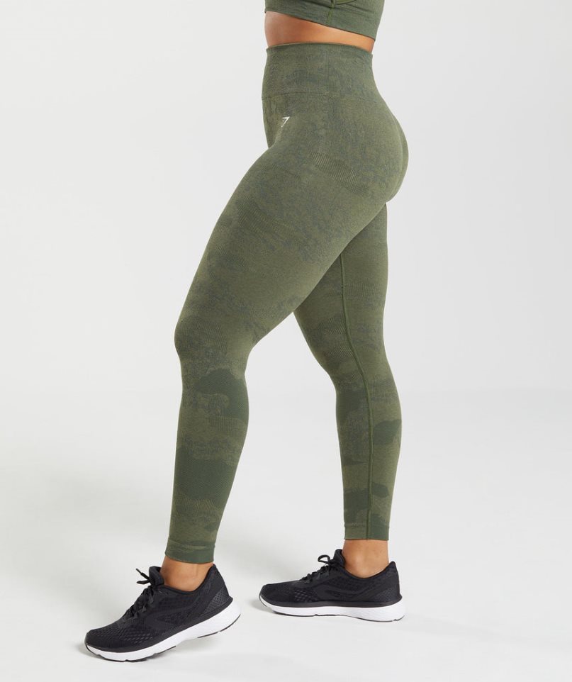 Women's Gymshark Adapt Camo Seamless Leggings Olive | CA 18A675